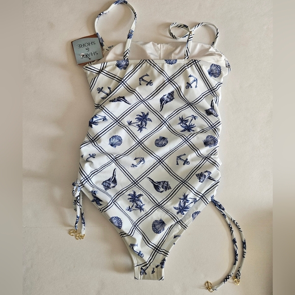 Nwt Shade And Shore Medium Nautical Beach Bathing Suit - Picture 3 of 8